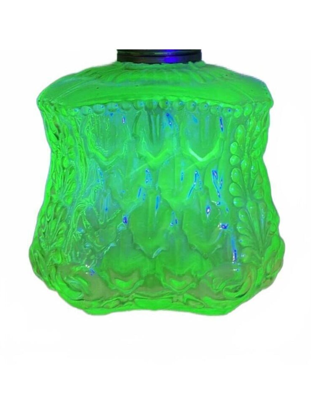 Antique Green Uranium Glass Oil Lamp Dugan Crocodile Tears AS IS